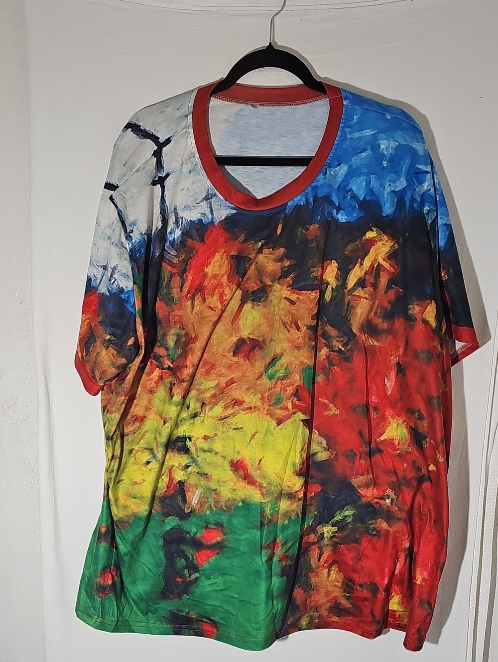 Colorful Abstract Print Men’s Crew Neck Shirt - Multicolor